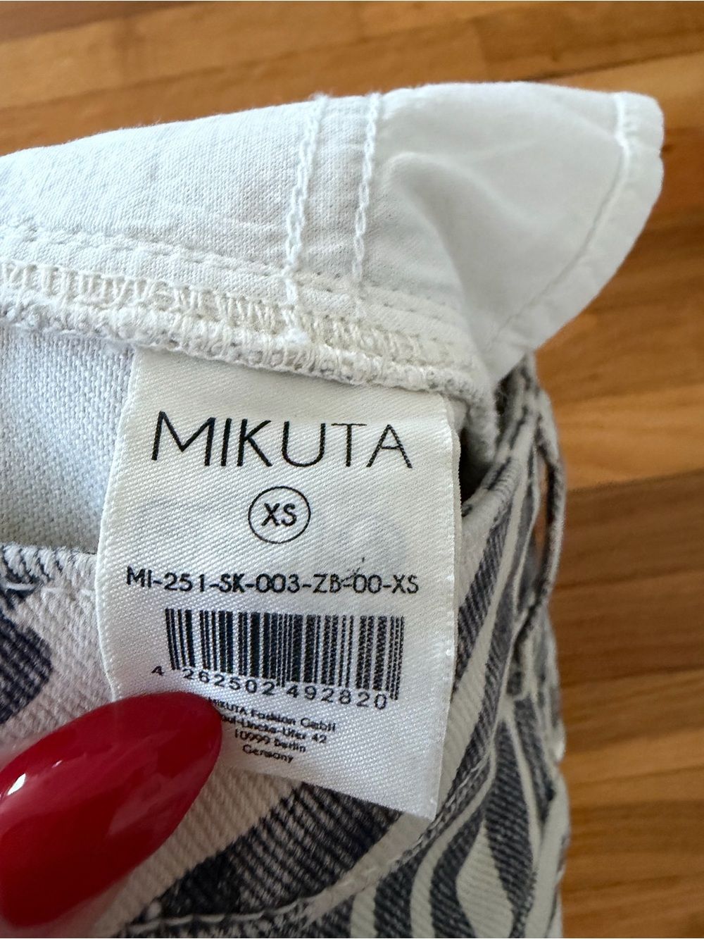 Mikuta Zebra Denim Skirt Black White Size Xs Extra Small — image 6 of 6